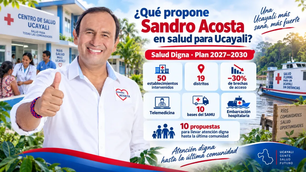 Plan de salud de Sandro Acosta para Ucayali 2026: cobertura que llega a la última comunidad
