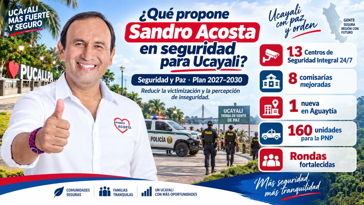 Plan de seguridad de Sandro Acosta para Ucayali 2026: menos víctimas y familias sin miedo